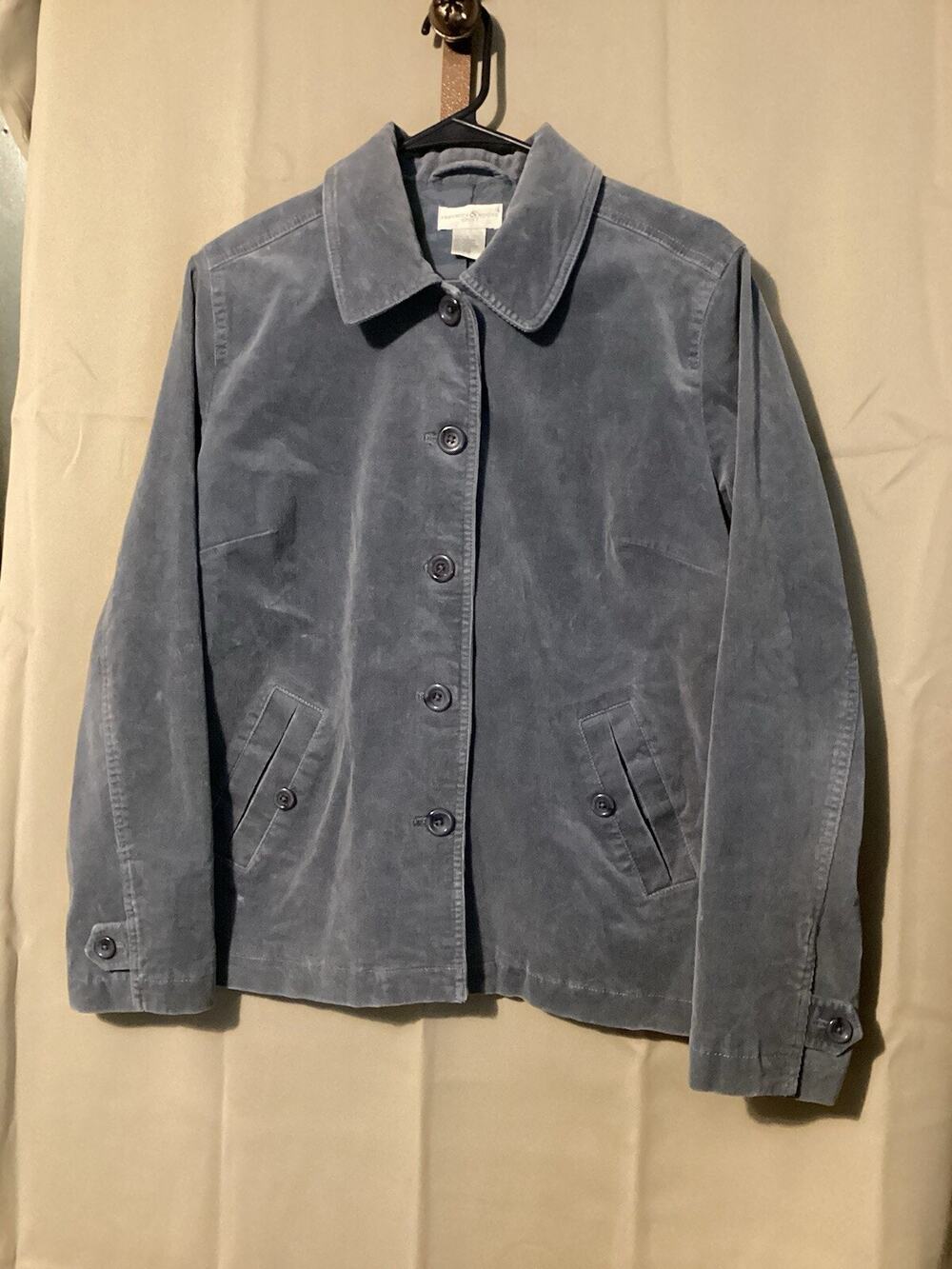 Vtg Preswick & Moore Shacket Button Down SZ L Gray Corduroy Casual Streetwear